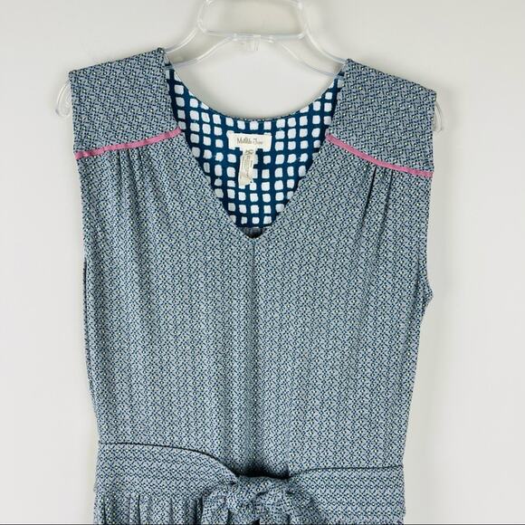 Matilda Jane grey green Slate Kate dot pink tie stretchy midi dress small - Picture 3 of 9